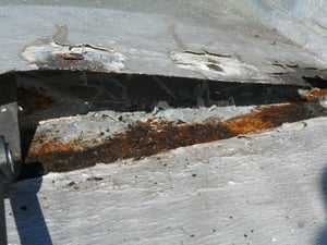 Trapped moisture at metal roof seam